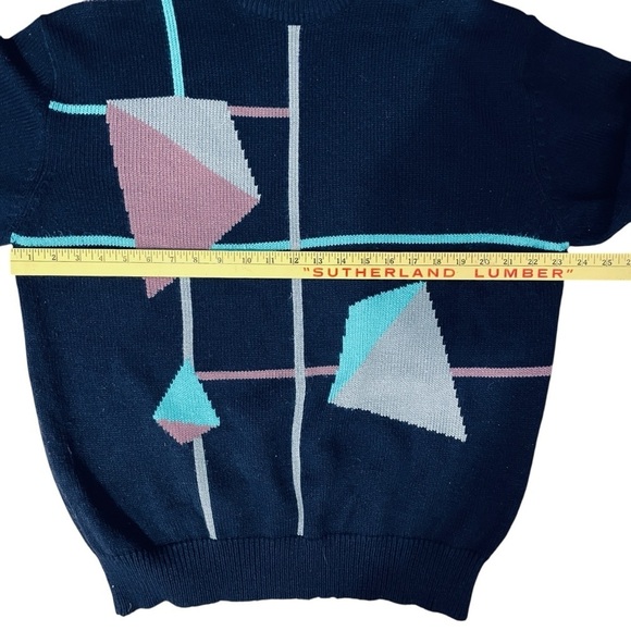 IZOD Club vintage men’s sweater size XL geometric pattern navy blue - Picture 3 of 6